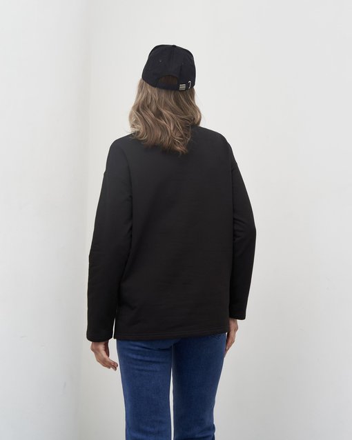 Черный теплый лонгслив для беременных и кормящих мам Odri — изображение 5