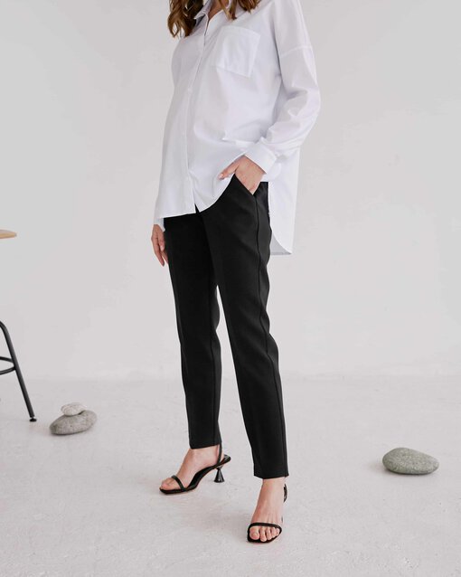 Черные базовые брюки для будущих и кормящих мам Eleganza — изображение 2