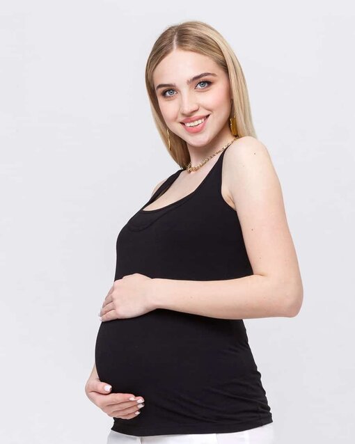 Черная майка для будущих и кормящих мам Ezra