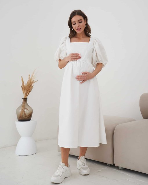 Белое платье для будущих и кормящих мам Medina — изображение 12