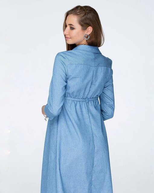 Джинсовое голубое платье в полоску для будущих и кормящих мам Lexie — изображение 4