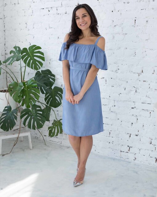 Голубой сарафан для будущих и кормящих мам Chloe