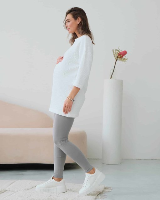 Белое мини-платье для беременных и кормящих мам Luiza — изображение 5