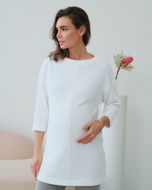 Белое мини-платье для беременных и кормящих мам Luiza