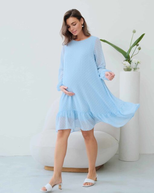 Голубое воздушное платье для будущих и кормящих мам Bellini — изображение 6