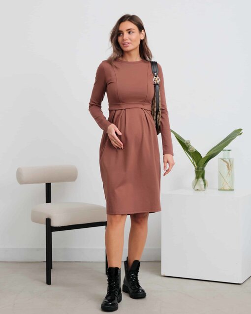 Шоколадное платье для беременных и кормящих Amanda