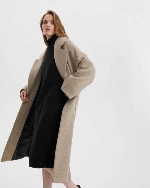 Песочное пальто-халат для беременных и кормящих Jane — изображение 6