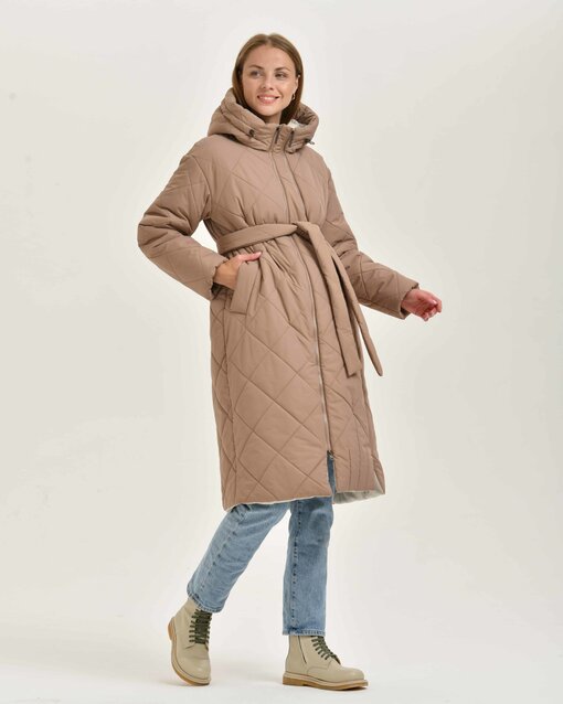 Бежевое пальто-трансформер для будущих и кормящих мам Melanika — изображение 3