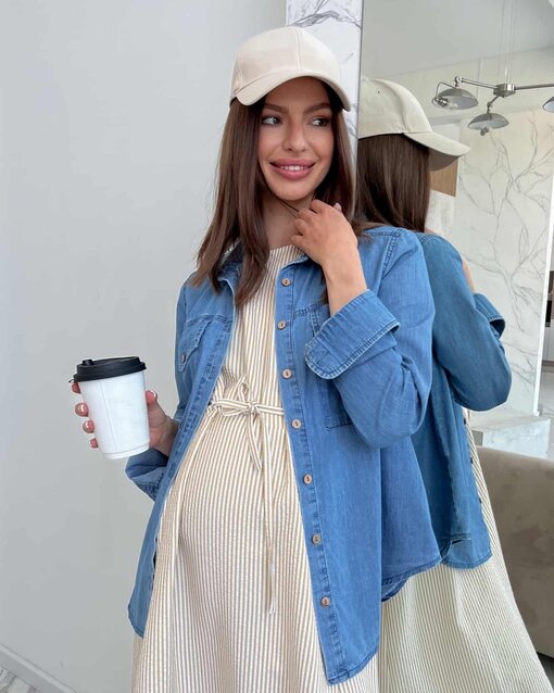 Джинсовая рубашка для беременных и кормящих мам Play