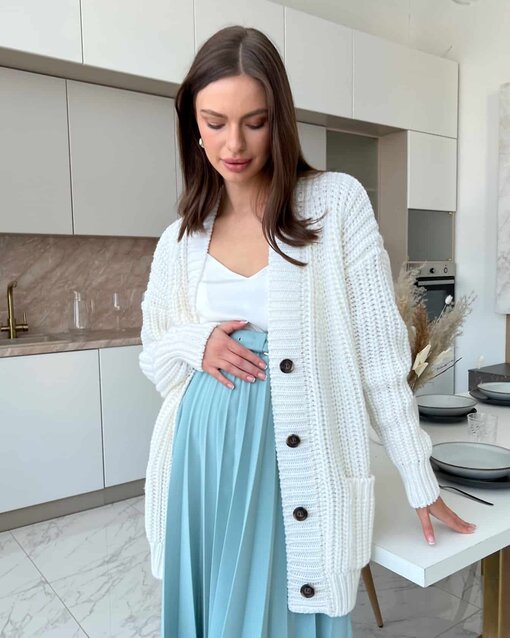 Белый кардиган с карманами и пуговицами Funky