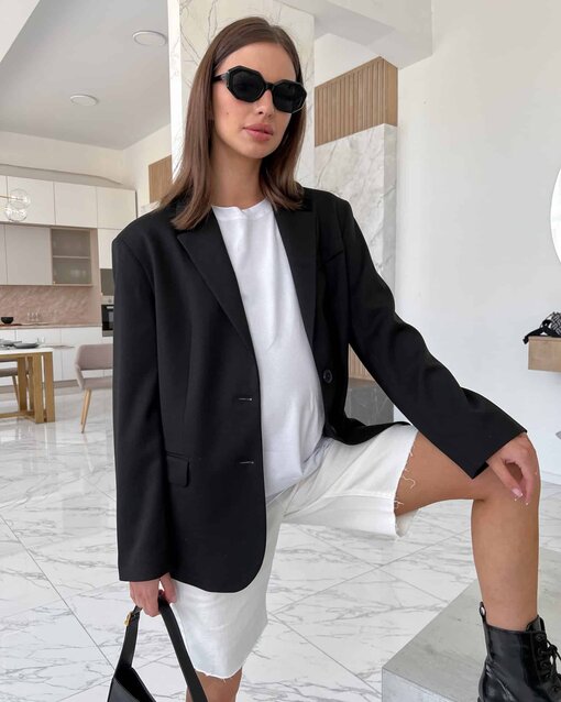 Черный однобортный жакет свободного кроя Bono — изображение 2