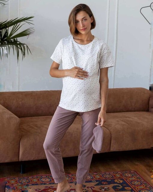 Хлопковые домашние брюки для беременных и кормящих мам Lynn — изображение 4