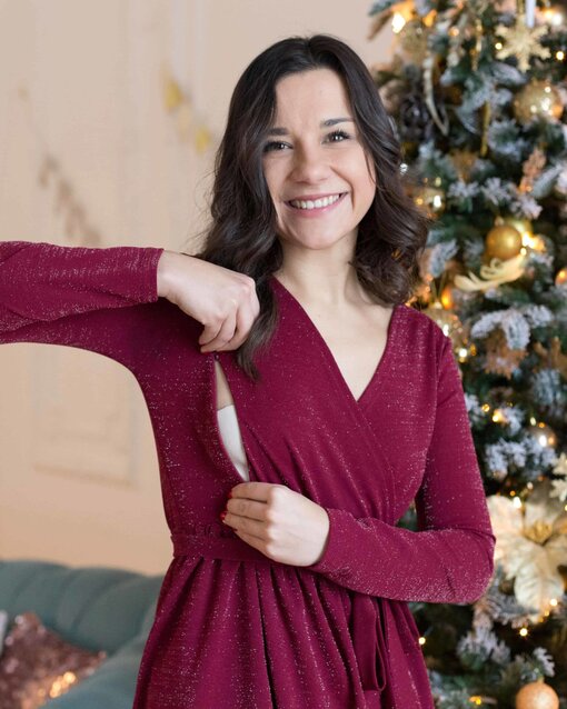 Вишневое платье для кормящих мам Shelly — изображение 3