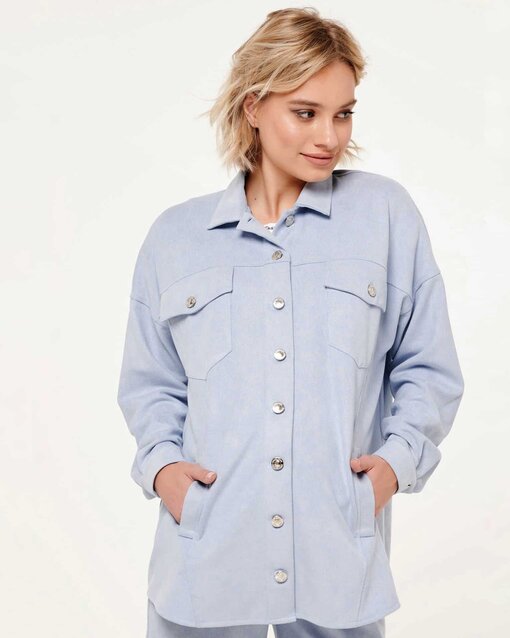 Голубая куртка-рубашка для беременных и кормящих мам Kristy — изображение 10