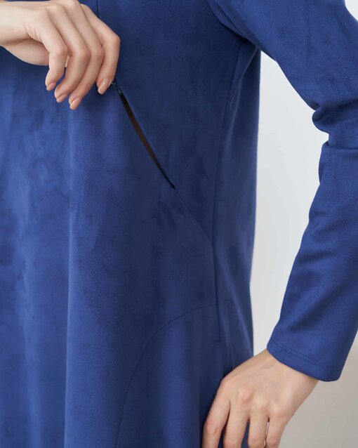 Темно-синее замшевое платье для беременных и кормящих Ketty — изображение 2