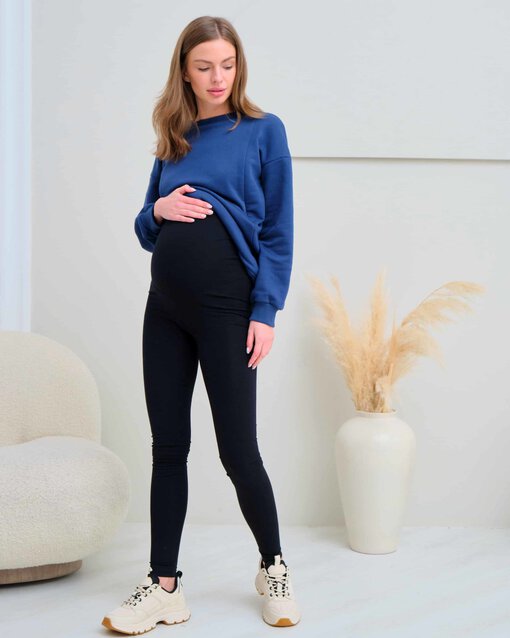 Чёрные теплые леггинсы для беременных Berta