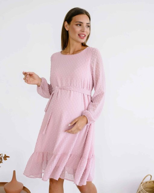 Пудровое воздушное платье для будущих и кормящих мам Bellini