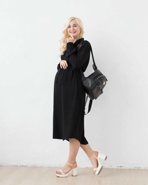 Черное платье для беременных Primavera
