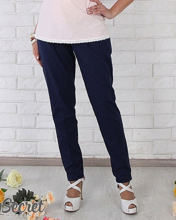Синие льняные брюки для будущих мам Dakota