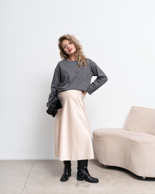 Бежевая атласная юбка Kate — изображение 6