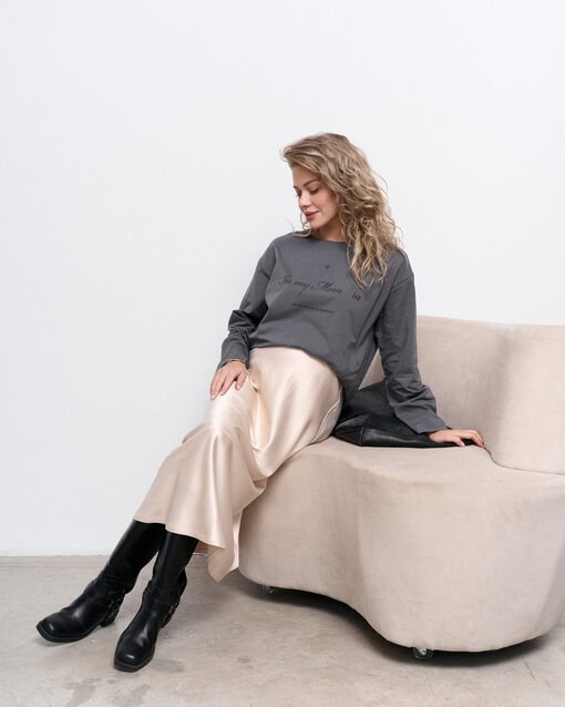 Бежевая атласная юбка Kate — изображение 5