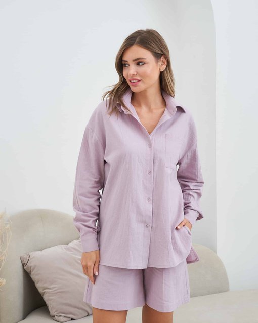 Лиловая рубашка для будущих и кормящих мам Breeze — изображение 6