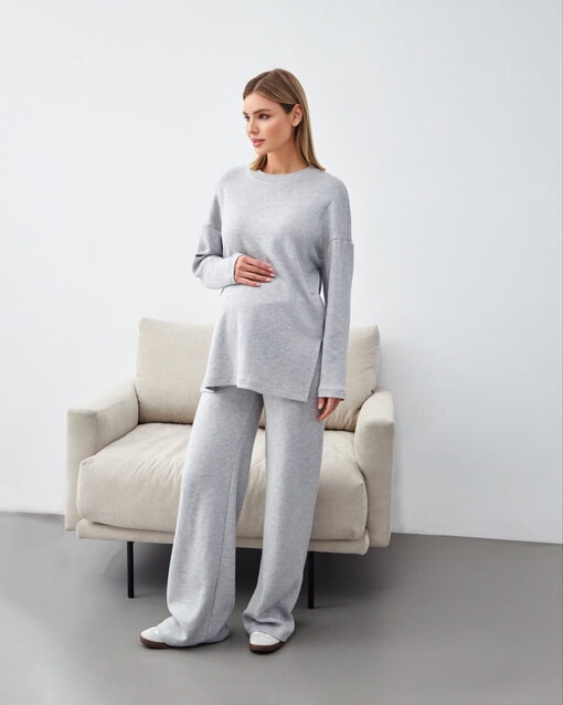 Серый теплый джемпер для будущих и кормящих мам Trendy — изображение 12