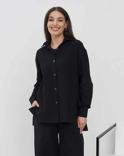 Черная рубашка для будущих и кормящих мам Breeze