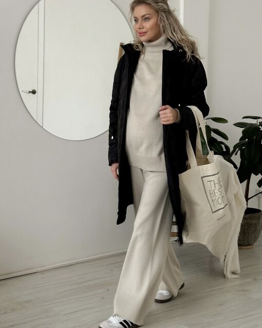 Кремовый вязаный костюм с высоким горлом Flamis — изображение 3