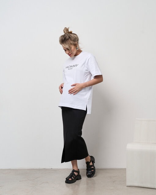 Черная юбка с разрезом для будущих мам Luchia — изображение 4