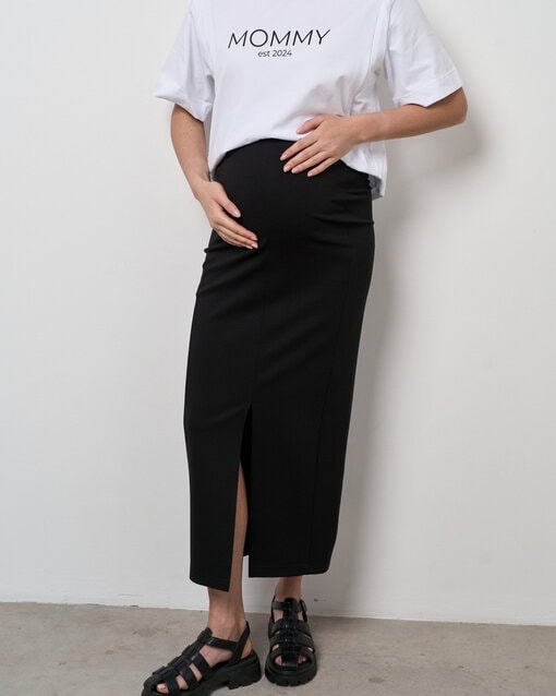 Черная юбка с разрезом для будущих мам Luchia — изображение 3