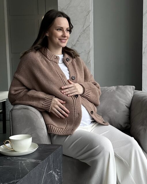 Кофейный кардиган с карманами и пуговицами Nicole — изображение 4