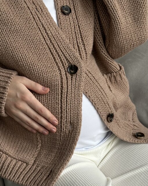 Кофейный кардиган с карманами и пуговицами Nicole — изображение 2