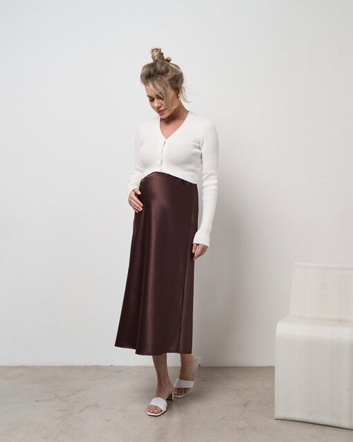 Шоколадная атласная юбка Kate — изображение 8