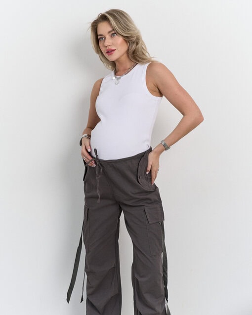 Графитовые брюки-карго для будущих и кормящих мам Billy — изображение 10
