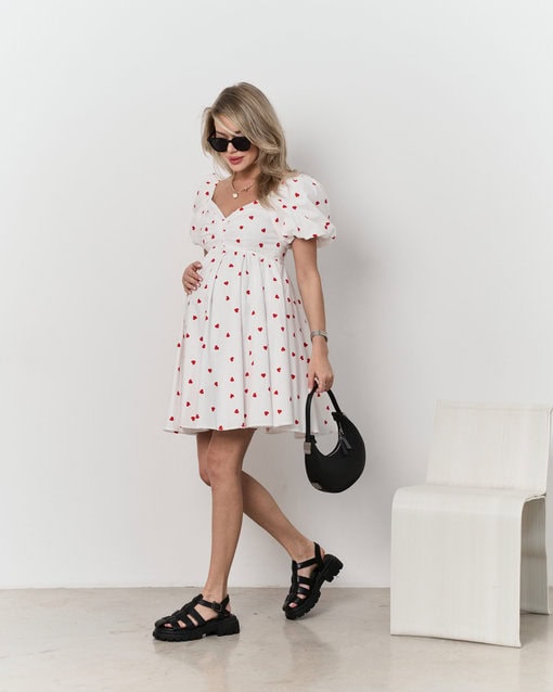 Белое платье с сердечками для беременных Teresa — изображение 3