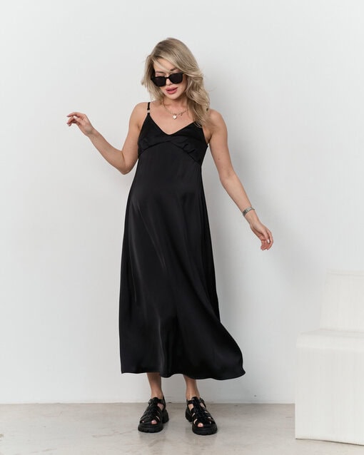 Черное платье для будущих и кормящих мам Karmen NEW — изображение 8