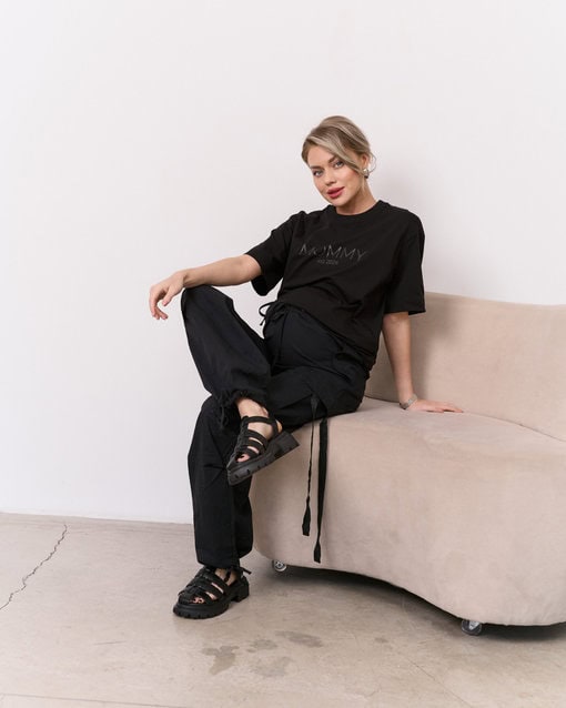 Черные брюки-карго для будущих и кормящих мам Billy — изображение 4