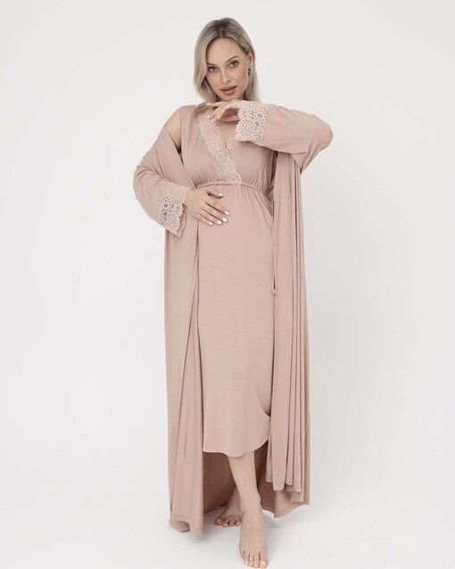 Бежевый домашний комплект для будущих и кормящих мам Monro