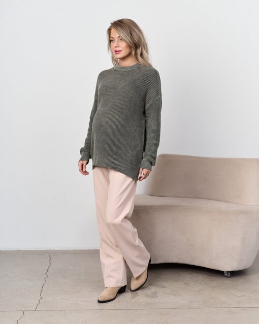 Оливковый джемпер с эффектом варки Basel — изображение 6