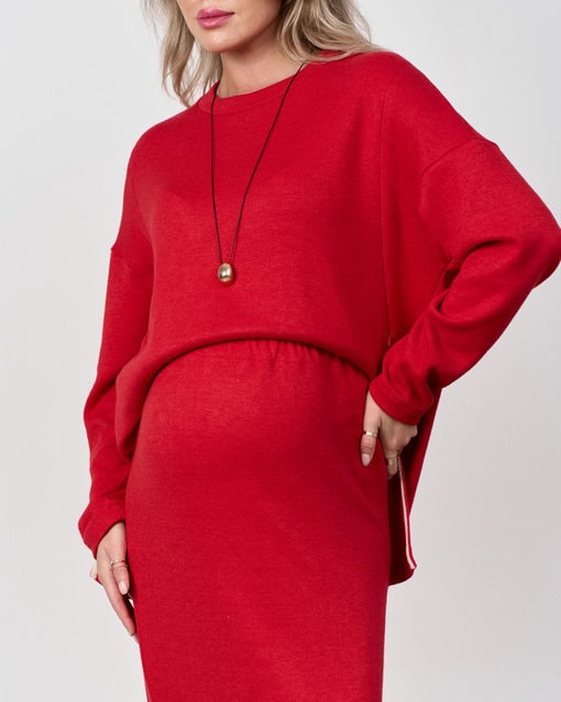 Красная теплая юбка для будущих и кормящих мам Trendy — изображение 3