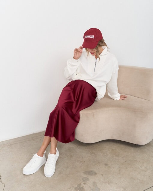 Бордовая атласная юбка Kate — изображение 6