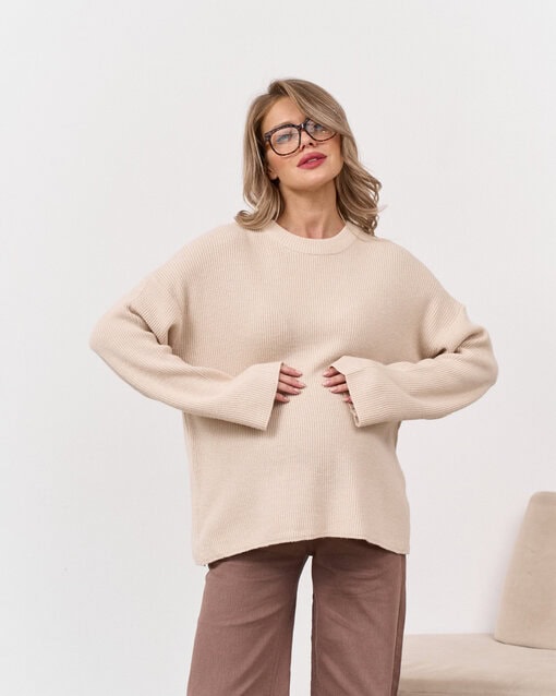 Бежевый джемпер в рубчик Leon — изображение 3