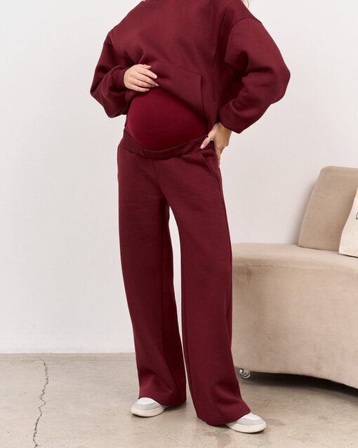 Темно-бордовые теплые брюки для будущих мам Flex Warm — изображение 5