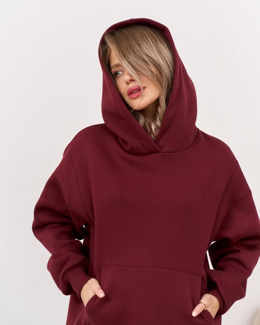 Темно-бордовое теплое худи для будущих и кормящих мам Juna Warm — изображение 9