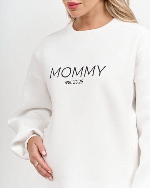 Молочный теплый свитшот для будущих и кормящих мам MOMMY est 2025 — изображение 6