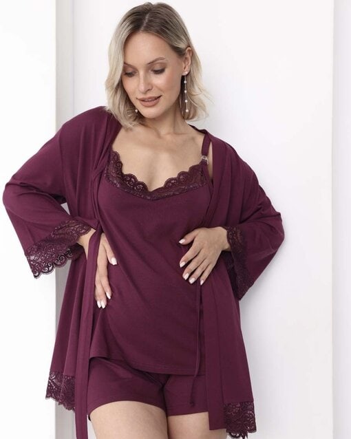 Бордовый домашний комплект для будущих и кормящих мам Nubi