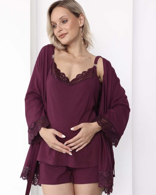 Бордовый домашний комплект для будущих и кормящих мам Nubi — изображение 9