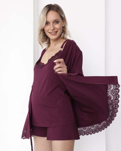 Бордовый домашний комплект для будущих и кормящих мам Nubi — изображение 6