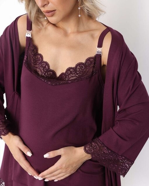 Бордовый домашний комплект для будущих и кормящих мам Nubi — изображение 4